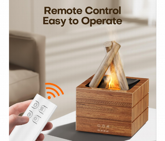 Premium Ultrasonic Flame Aroma Diffuser Wood Grain Timer - Zoom Image 3