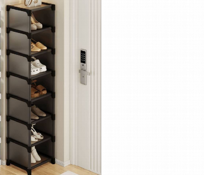 Simple Membrane 6 Layer Shoe Cabinet Space Saving Rack Black - Zoom Image 1