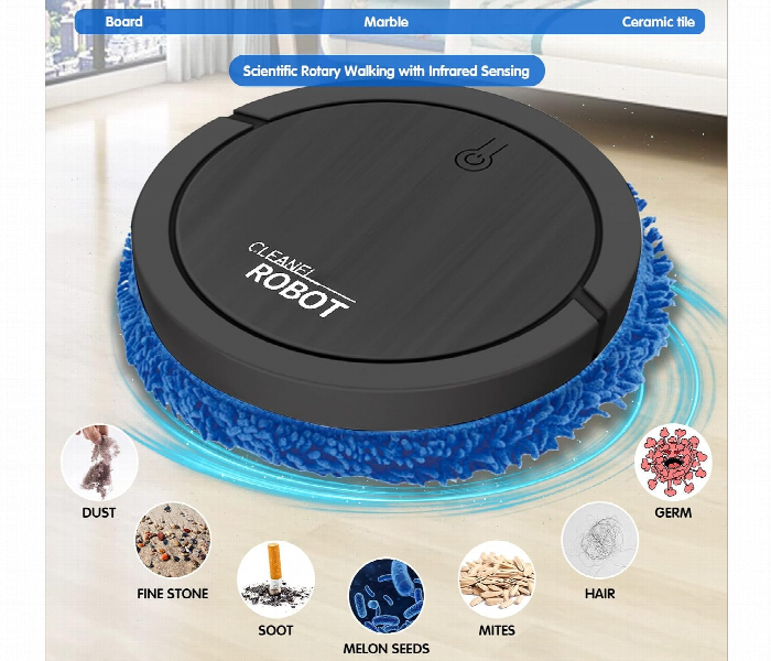 Cleanel Automatic Intelligent Cleaning Robot Vacuum Black - Zoom Image 3