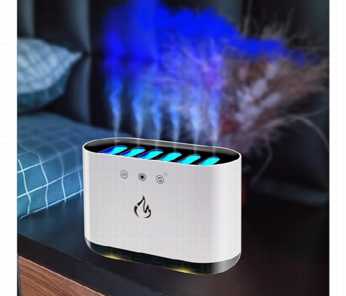 Flame Diffuser Humidifier White Led Virtual Fire Aroma Mist - Zoom Image 1