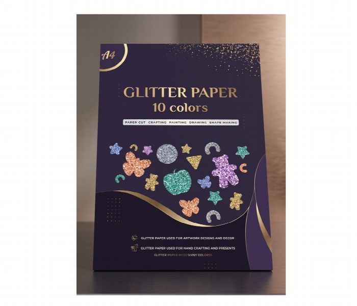 Glitter Paper A4 10 Sheets Assorted Color Craft Pack - Zoom Image