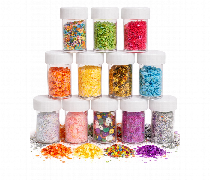 Premium Mixed Sequin Glitter 12Pcs Diy Craft Set Pack - Zoom Image