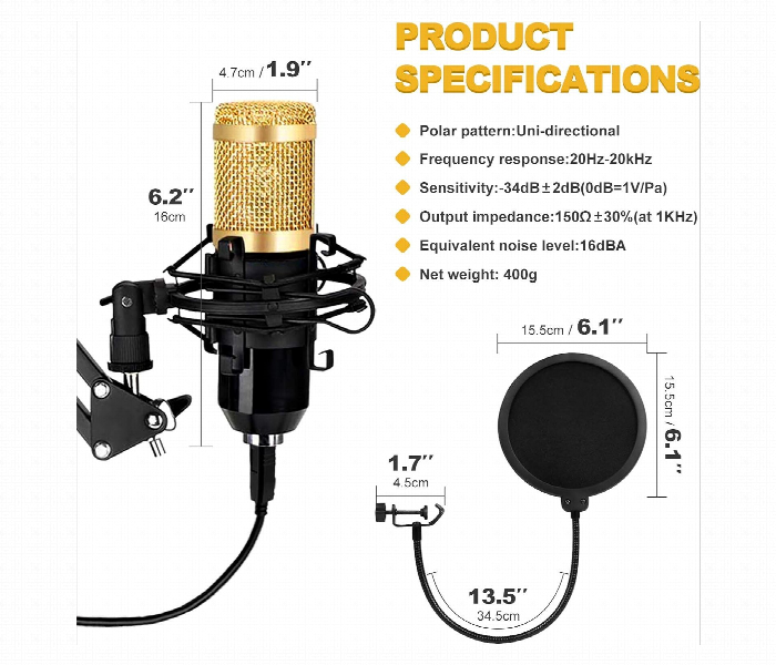 Professional Studio Condenser Microphone Crystal Clear Vocal - Zoom Image 5