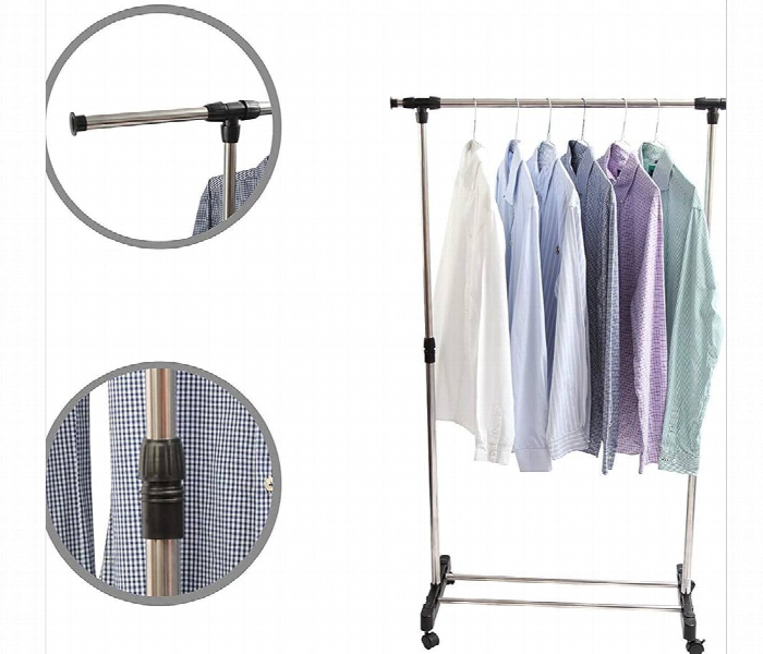 Telescopic Clothes Drying Rack With Wheels 30Kg Adjustable - Zoom Image 2
