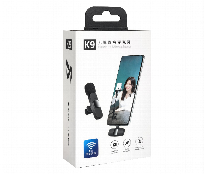 K9 Wireless Lavalier Microphone For Iphone Type C Pc Black - Zoom Image 2