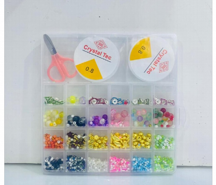 Jewelry Making Beads Set Assorted Colors With String And Scissors - Zoom Image