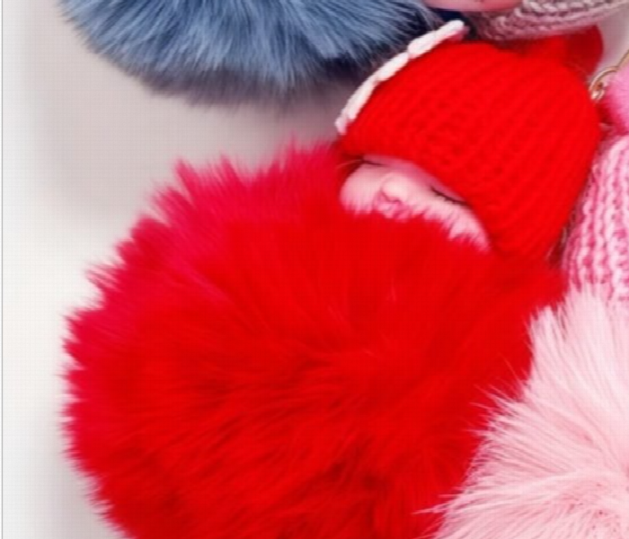 Cute Plush Sleeping Doll Keychain 1Pc Red - Zoom Image 2