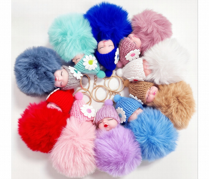 Cute Plush Sleeping Doll Keychain 1Pc Grey - Zoom Image 1