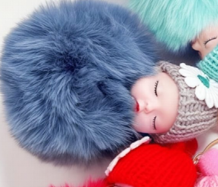 Cute Plush Sleeping Doll Keychain 1Pc Grey - Zoom Image 2