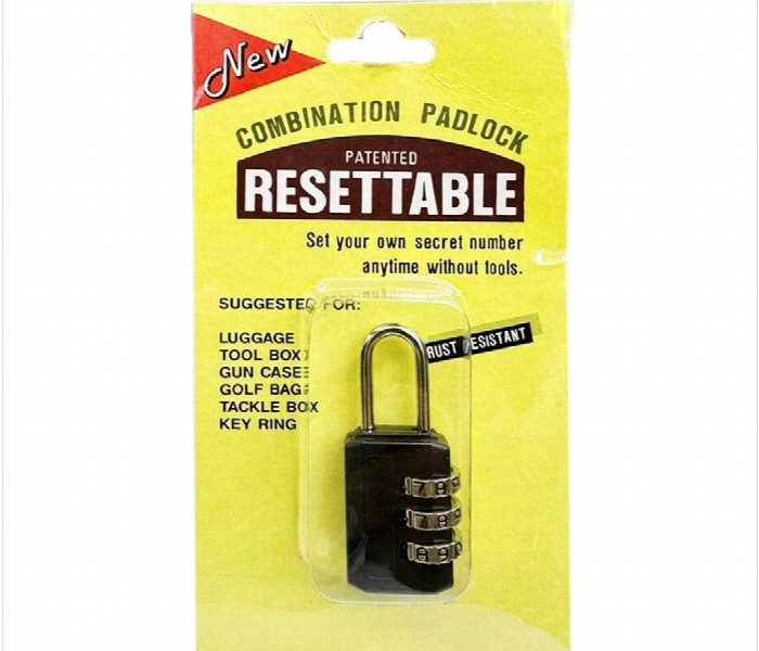 Patented Resettable 3 Digit Combination Padlock N 824 - Zoom Image