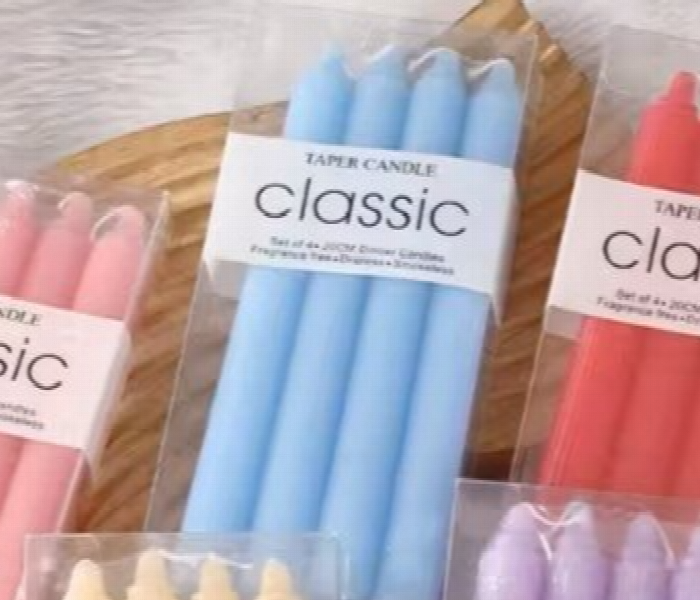 Normal Table Candles 14Cm 4 Pieces Set Blue - Zoom Image 2