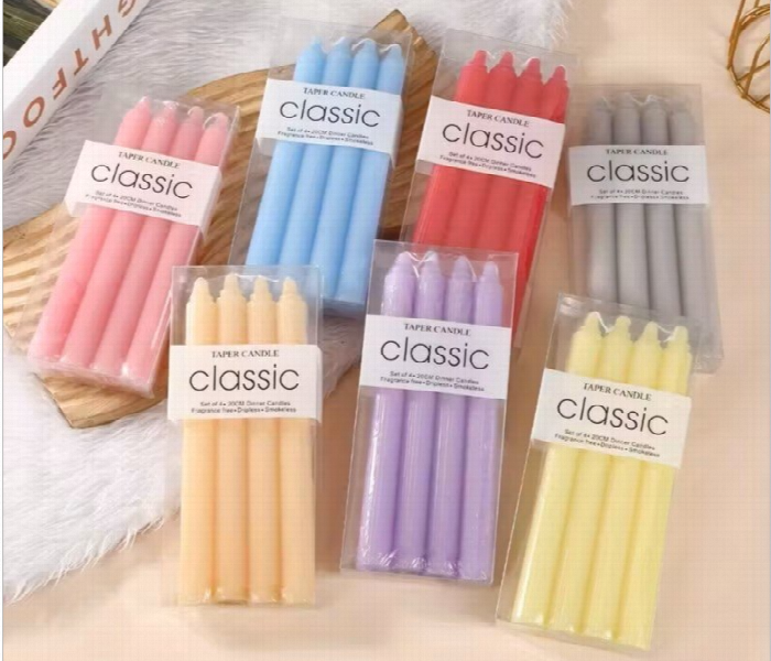Normal Table Candles 14Cm 4 Pieces Set Blue - Zoom Image 1