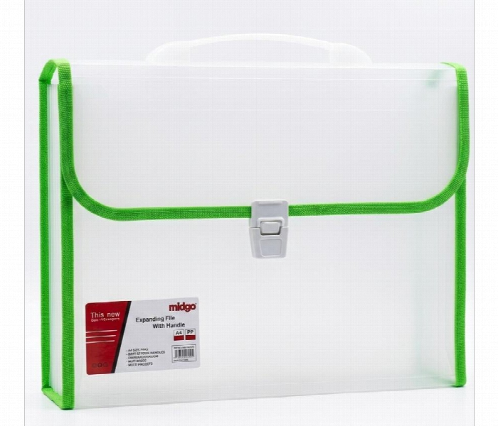 Midgo Transparent A4 Expanding File Folder With Handle - Zoom Image