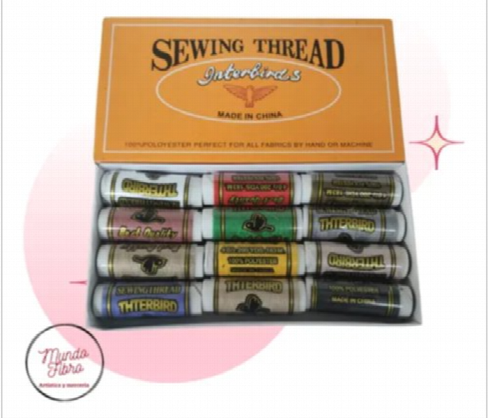 Interbirds Mixed Color Polyester Sewing Thread 12Pcs Set - Zoom Image