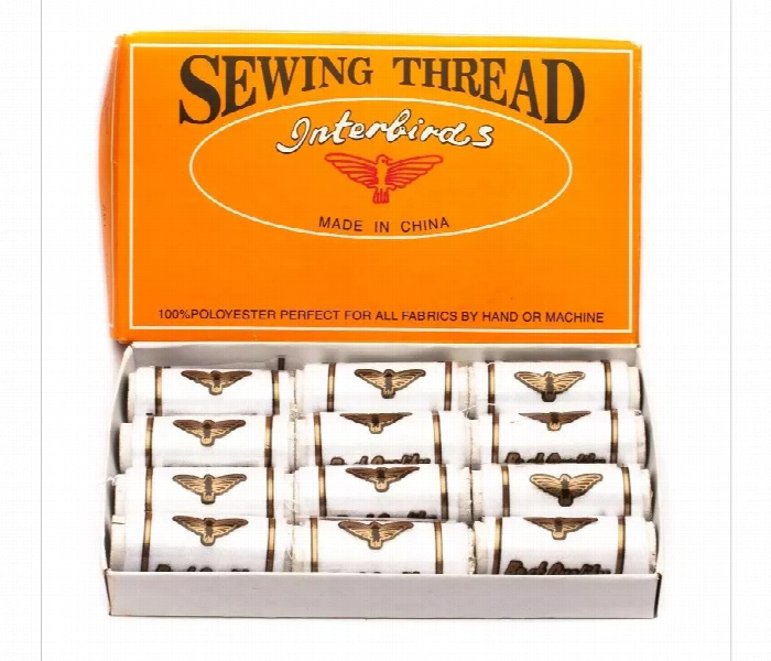 Interbirds White Polyester Sewing Thread 12Pcs 1000 Yards - Zoom Image