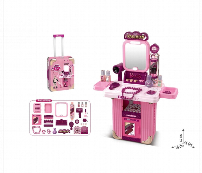 Makeup Table Set Portable Vanity Suitcase With Mirror And Accessories - Zoom Image