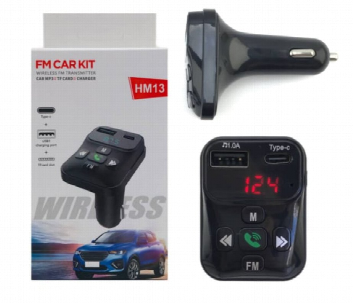 Hm13 Wireless Fm Transmitter Bluetooth Led Display Hands Free Calling - Zoom Image