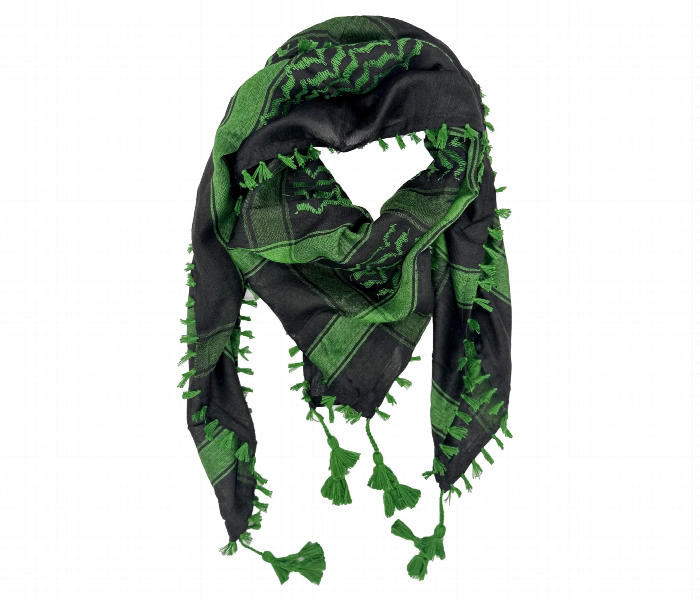 Authentic Green And Black Shemagh Geometric Pattern Scarf - Zoom Image