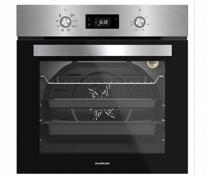 Silverline Bo6504B01 60Cm Built In Oven 72L 2 Push Pull Knobs Black - Zoom Image