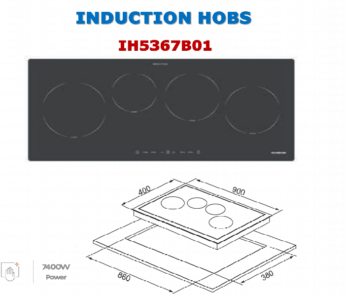 Silverline Induction Hob Ih5367B01 90Cm 4 Zone Touch Control - Zoom Image 1