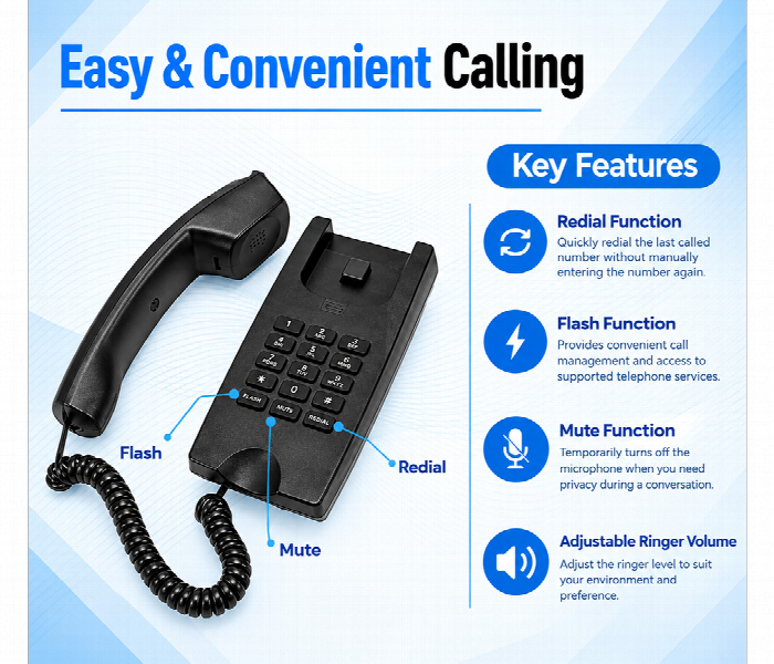 Secuview Corded Telephone With Redial And Flash Function - Zoom Image 3