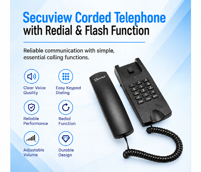 Secuview Corded Telephone With Redial And Flash Function - Zoom Image 2