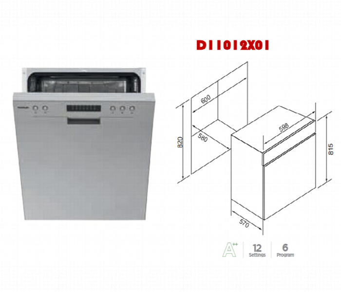 Silverline D11012X01 60Cm Dishwasher 6 Programs Inox - Zoom Image 1