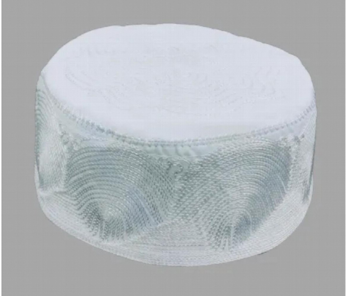 Cap Malaki 6 White Prayer Cap Woven Wave Pattern  Size 22 - Zoom Image
