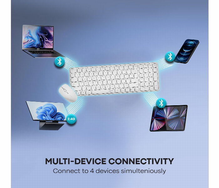 Rapoo 9320M Wireless Keyboard Mouse Combo Multi Device White - Zoom Image 2