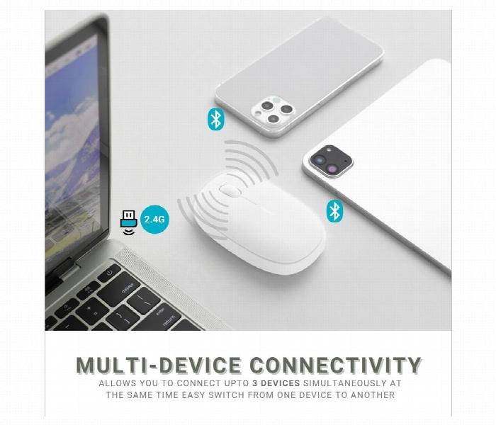 Rapoo M650 Silent Multi Mode Wireless Mouse 1300Dpi White - Zoom Image 4