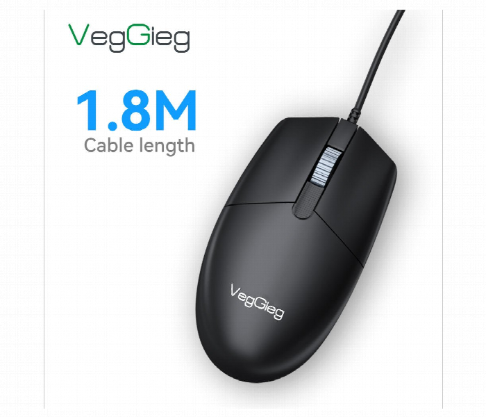 Veggieg G005 Wired Optical Mouse 3 Button Ergonomic Usb Black - Zoom Image 1