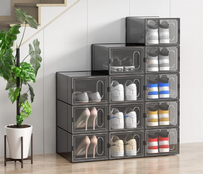 Stackable Shoe Organizer Boxes With Transparent Front Door Space Saving Shoe Storage Rack - Zoom Image 3