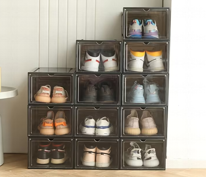 Stackable Shoe Organizer Boxes With Transparent Front Door Space Saving Shoe Storage Rack - Zoom Image 1