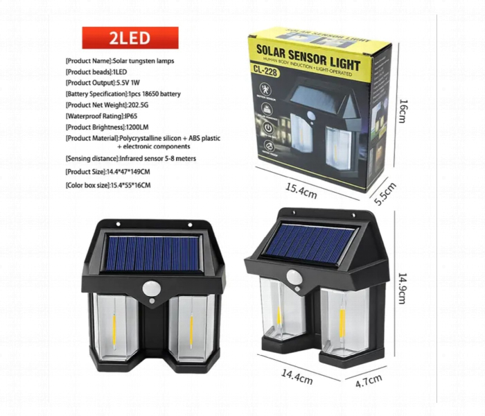4 Pcs Solar Sensor Lights 1200Lm Ip65 Motion Detection - Zoom Image